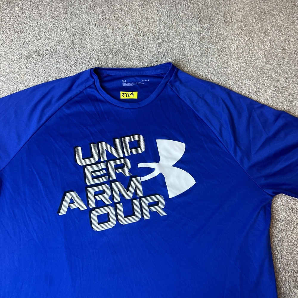 Under Armour‎ Shirt Mens Large Blue Loose Fit Athletic Graphic Tee Lightweight - Picture 3 of 10